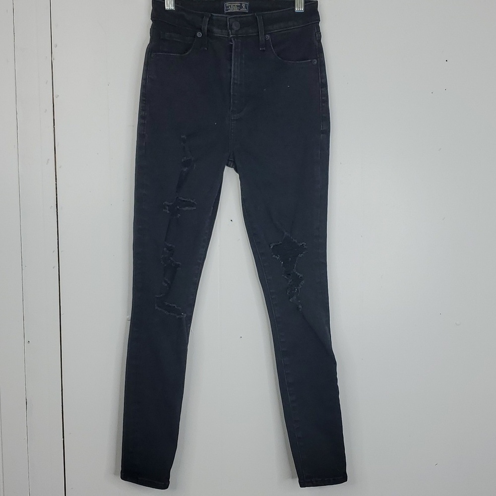 Abercrombie High Rise Super Skinny Jeans Curve Love Distressed Womens 0 Short 25